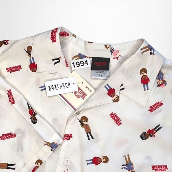 Stranger Things Mens 2X‎ Netflix Hopper Short Sleeve White Shirt Button Down - Picture 3 of 11
